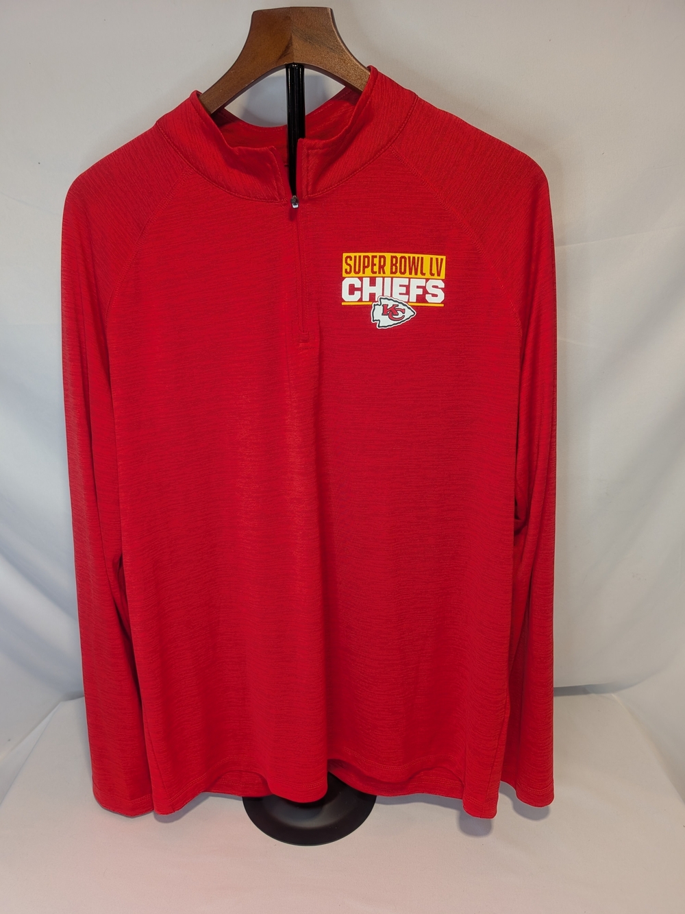 Kansas City Chiefs Red Super Bowl LV Quarter-Zip Pullover Men's Large